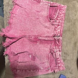 Celebrity Pink Frayed Hem Jean Shorts